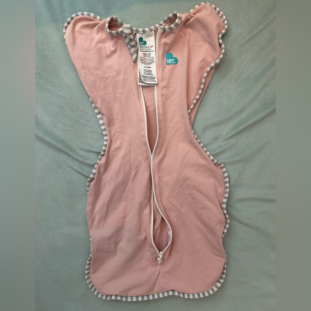 Love to Dream Pink Swaddle Sleep Sack with Gray Trim